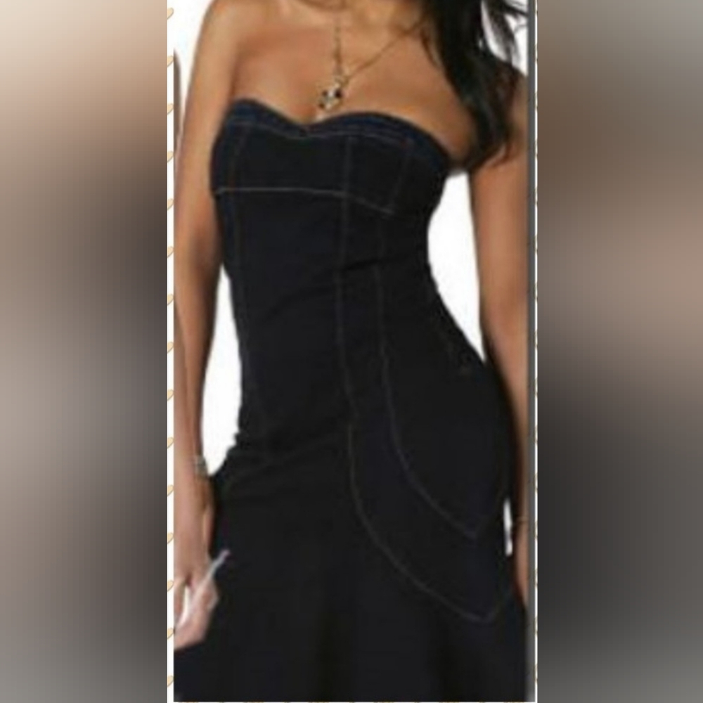 Baby Phat  Strapless Body Con Denim Dress Suze 1